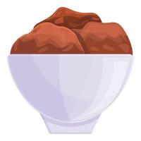 Coffee ice cream icon, cartoon style vector