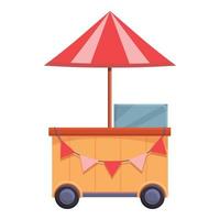 Hot dog stand icon, cartoon style vector