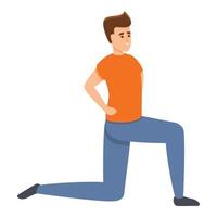 Sport boy exercise icon, cartoon style vector