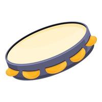 Tambourine carnival icon, cartoon style vector