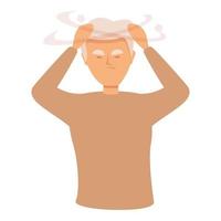 Man sick icon cartoon vector. Brain pain vector