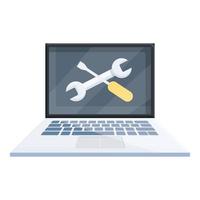 Maintenance laptop repair icon, cartoon style vector