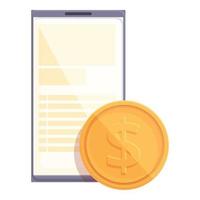 Dollar coin smartphone icon cartoon vector. Strategy profit vector