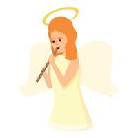 Angel choir icon, cartoon style vector