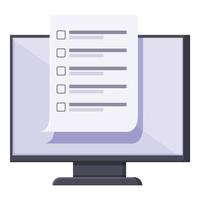 Monitor exam online icon cartoon vector. Computer test vector