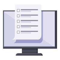 monitor examen icono en línea vector de dibujos animados. prueba de computadora