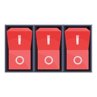 Red button breaker switch icon, cartoon style vector