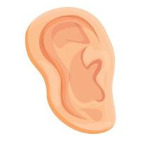 icono de órgano del cuerpo del oído, estilo de dibujos animados vector