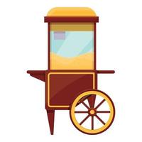 Popcorn cart machine icon, cartoon style vector