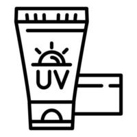 Sunscreen cream tube icon, outline style vector