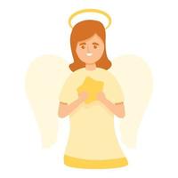 Angel with star icon, cartoon style vector