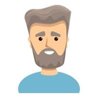 White haired bearded man icon, cartoon style vector