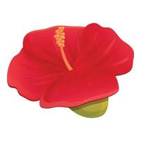 Carmine hibiscus icon, cartoon style vector