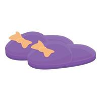 Slippers with bows icon, cartoon style vector