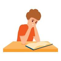 Student reading icon, cartoon style vector