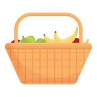 Full picnic basket icon, cartoon and flat style vector