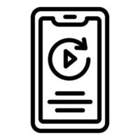 Phone music player app icon, outline style vector