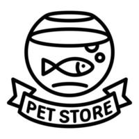 Fish pet store logo, outline style vector