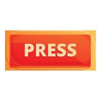 Press interface button icon, cartoon style vector