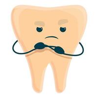 Sad tooth caries icon, cartoon style vector