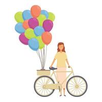 vector de dibujos animados de icono de vendedor de globo de bicicleta. venta callejera