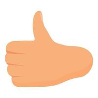 Thumb up hand gesture icon, cartoon style vector