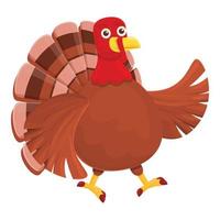 Thanksgiving turkey walking icon, cartoon style vector