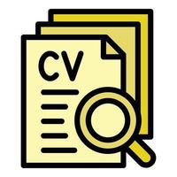 Cv paper icon outline vector. Search vacancy vector