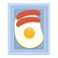 Fried egg airline food icon, cartoon style vector