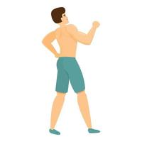 Sport bodybuilder icon, cartoon style vector