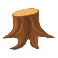 Old tree trunk icon, cartoon style vector