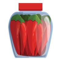 Pickled red peppers icon, cartoon style vector