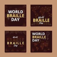 plantilla de redes sociales del día mundial del braille con elementos de puntos vector