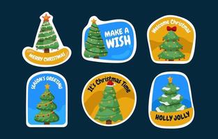 Christmas Tree Stickers Set vector