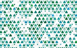 Telón de fondo transparente de vector azul claro, verde con líneas, triángulos.