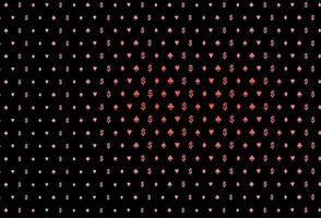 Dark red vector texture with playing cards.