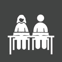 Students Sitting Glyph Inverted Icon vector