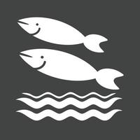 Fish Swimming in Water Glyph Inverted Icon vector