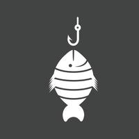 Fish Caught Glyph Inverted Icon vector