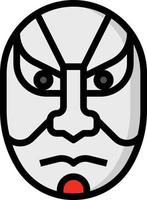 máscara kabuki actuando drama japón - icono de contorno lleno vector
