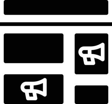 advertisement ads website content seo - solid icon vector