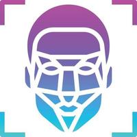 facial recognition scan ai artificial intelligence - solid gradient icon vector