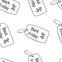 Seamless pattern Black friday doodle price tag vector