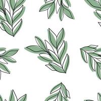 Seamless pattern Doodle plant with colored spot vector