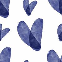 Seamless pattern Blue digital watercolor heart vector