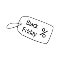 Black friday doodle price tag vector