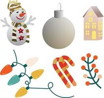 Christmas vector icons new year decorations Santa Claus snowman reindeer characters