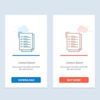 Checklist To Do List Work Task Notepad  Blue and Red Download and Buy Now web Widget Card Template vector