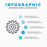 Gear Setting Wheel Cogs Line icon with 5 steps presentation infographics Background vector