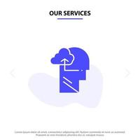 Our Services Experience Gain Mind Head Solid Glyph Icon Web card Template vector